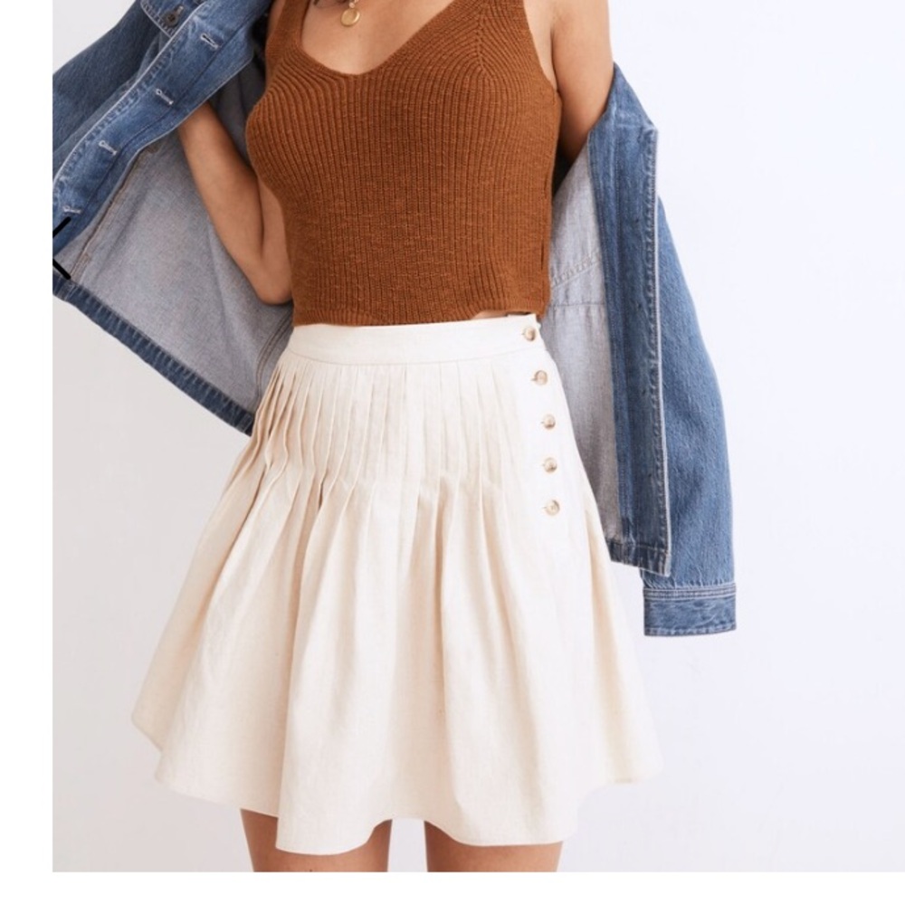 Madewell Hemp-Cotton Pintuck Full Mini Skirt: Undyed Edition